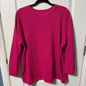 Woman Within Fuchsia Ribbed Long Sleeve Top 2x
